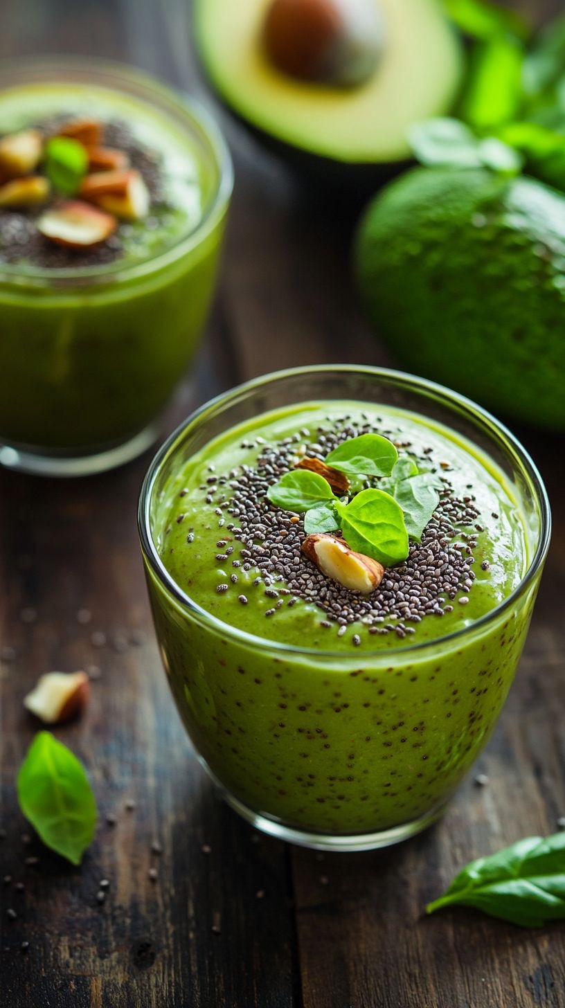 Зеленый SuperFood детокс смузи с авокадо