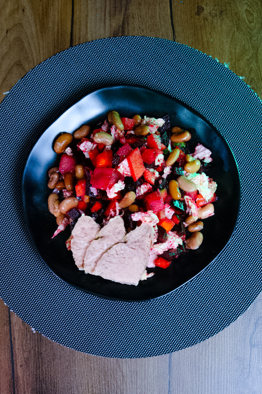 ПП винегрет с красной фасолью, и с мясом на выбор