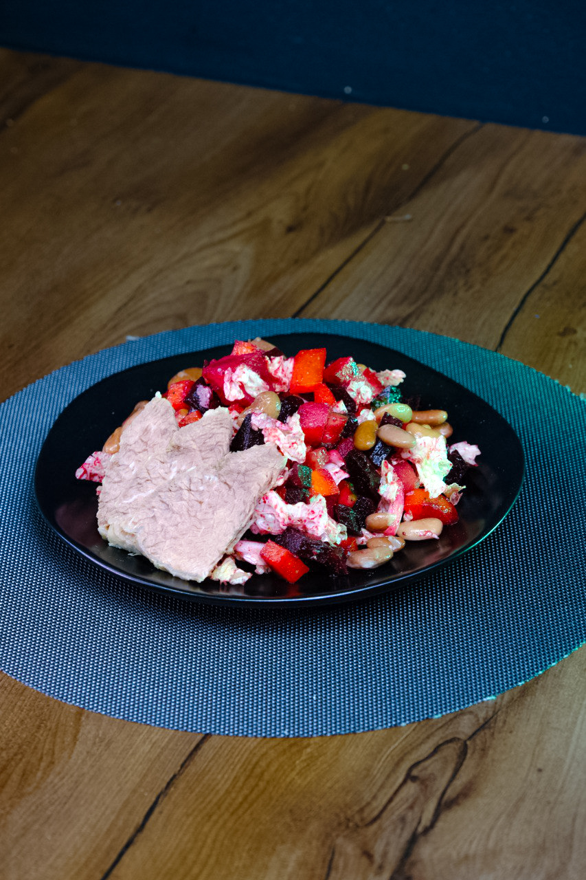 ПП винегрет с красной фасолью, и с мясом на выбор